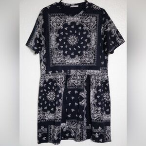 Zara Navy Short Sleeve Bandana Dress Size Large